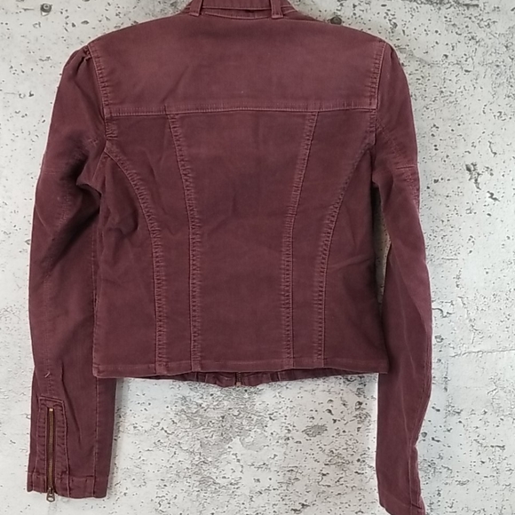 ABERCROMBIE & FITCH Cord Moto Jacket Wine - Picture 5 of 7